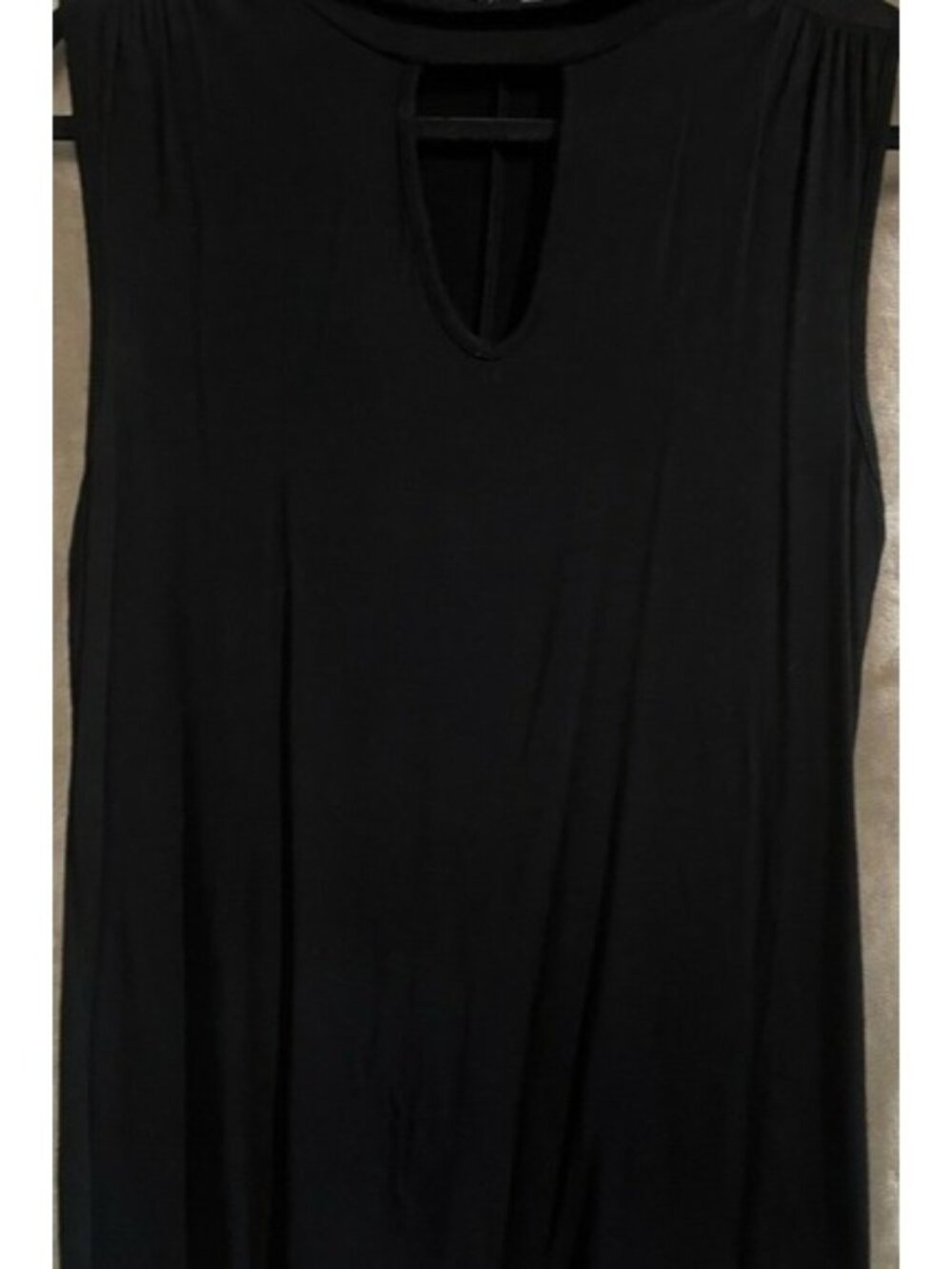 Jennifer Lopez Black Sleeveless Keyhole Neckline Choker Cut Top Tunic Collar (M) - Picture 10 of 16